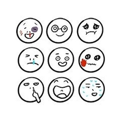 黑色线条手绘表情简笔画