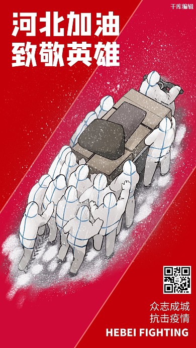 河北加油致敬英雄红色大气简约手机海报