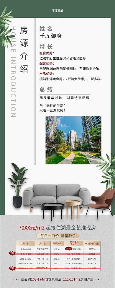 房地产促销绿色简约营销长图