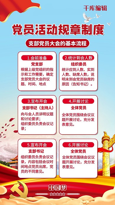 党员活动蓝色党建风海报