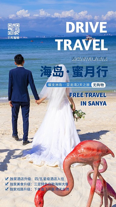 旅游大海蓝色简约S摄影海报