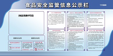 食品安全公示栏蓝色简约展板