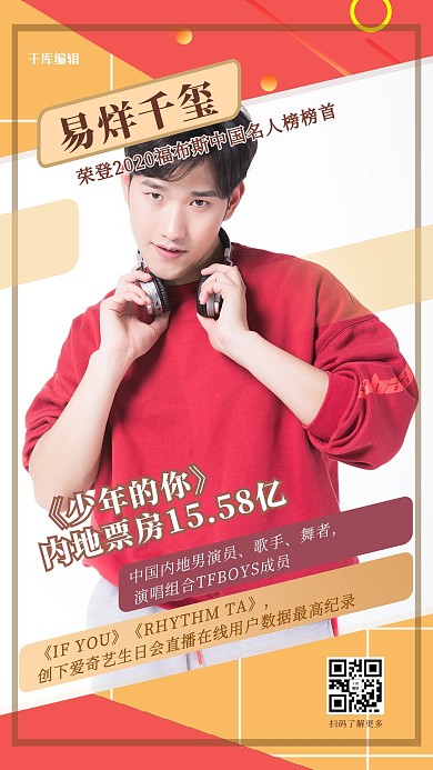 票房数据人物黄色创意海报