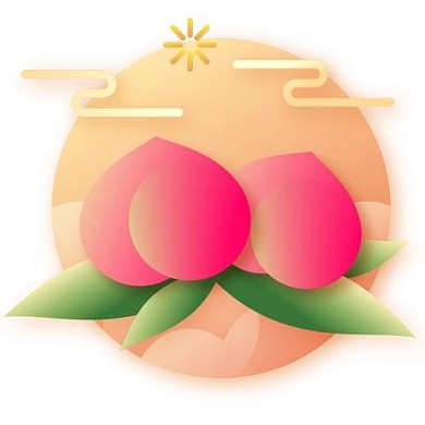 多色桃子新年春节喜庆元素图标icon