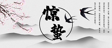 惊蛰节气灰色简约中国风公众号首图