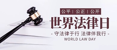 世界法律日法槌棕色简约公众号首图