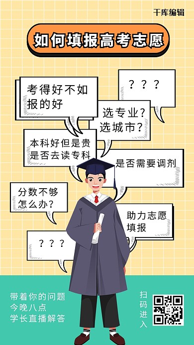高考志愿填报学长黄色合成文字