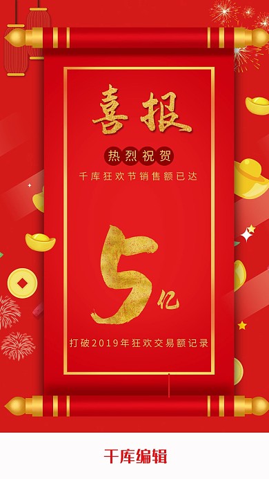 喜报销售红色中国风海报