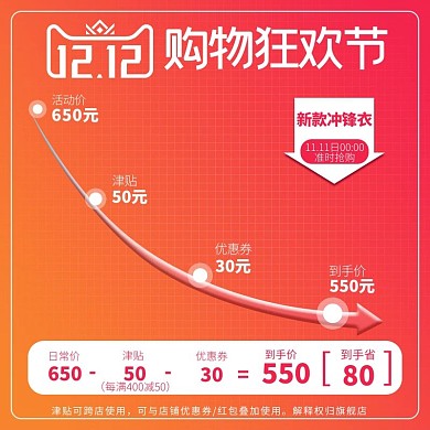 双12主图价格解析双12主图红简约电商
