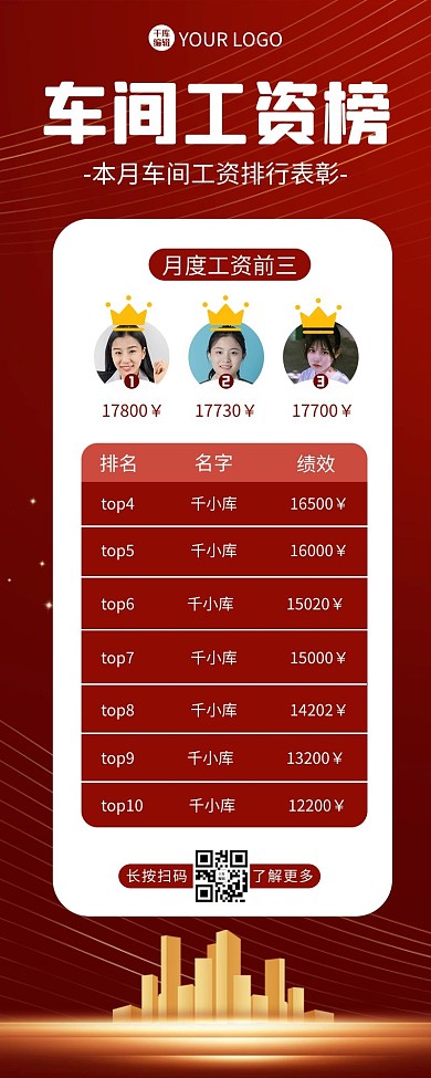 排行榜线条女生简约 大气长图