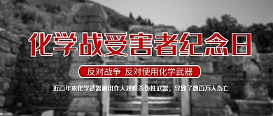 化学战受害者纪念日废墟黑色商务风公众号首图