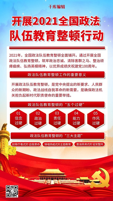 政法队伍教育整顿红色简约 海报