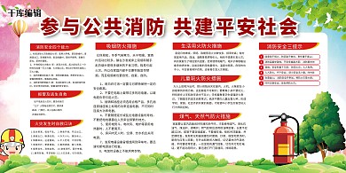 消防安全绿色简约展板
