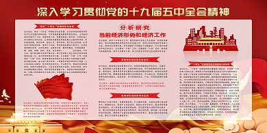十九届五中全会天安门建筑红金简约创意展板