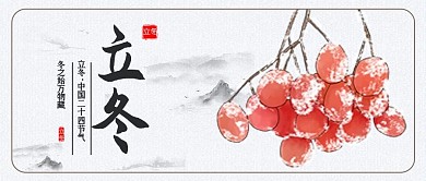 立冬雪花白色简约公众号封面