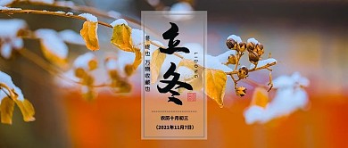 立冬节气雪景红色简约公众号首图