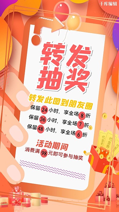 抽奖海报礼品红色创意海报