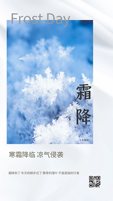 霜降雪花白色创意海报