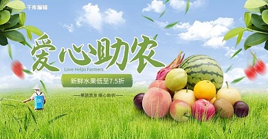 爱心助农水果绿色简约banner轮播图