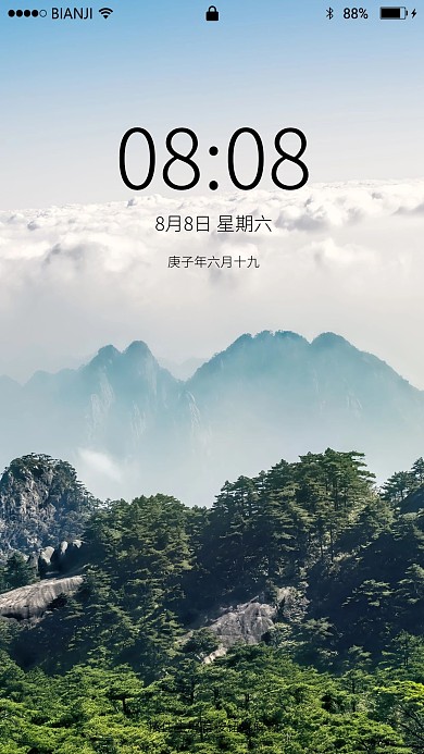 松树岩石和云海摄影图