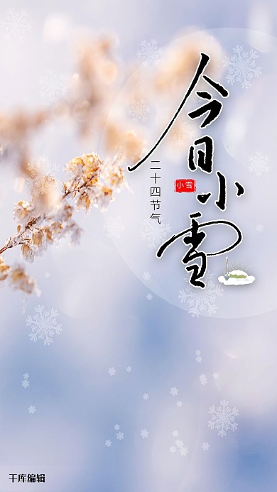 小雪今日小雪橙色清晰风海报