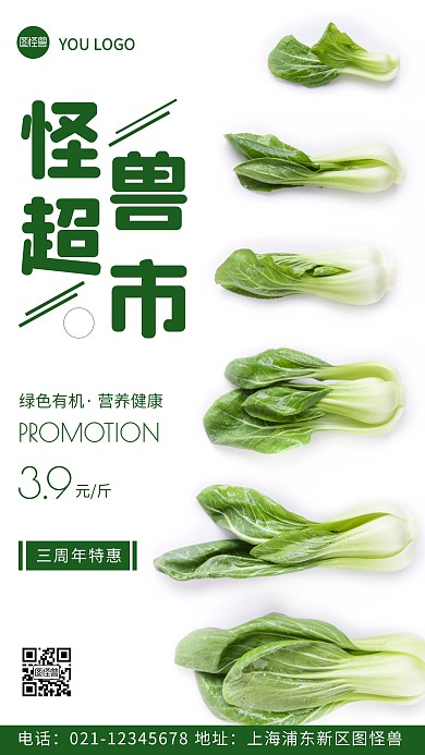 摄影图周年促销绿色简约风手机海报