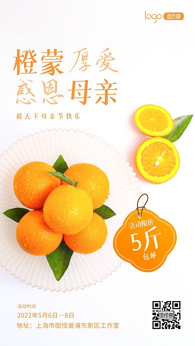 水果橙子橘子感恩母亲节日促销摄影图海报