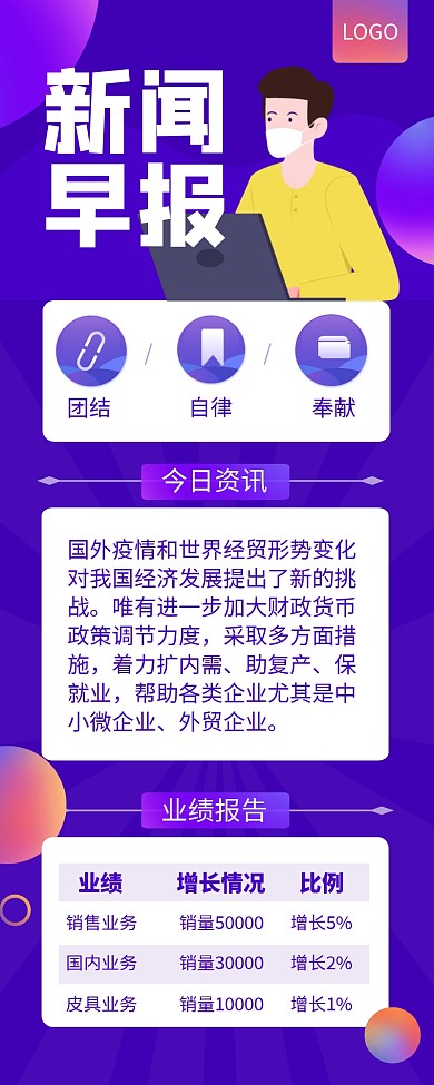 紫色简约新闻早报社群早报长图