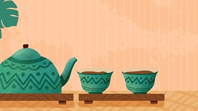 图怪兽原创元素商务简约茶道精简背景