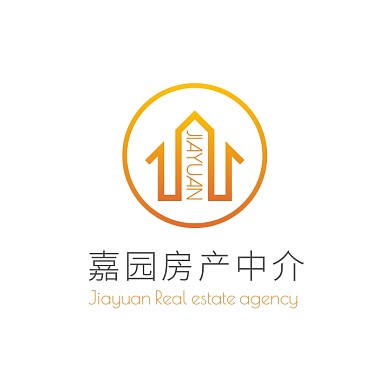 黄色房屋简约插画房产中介服务logo