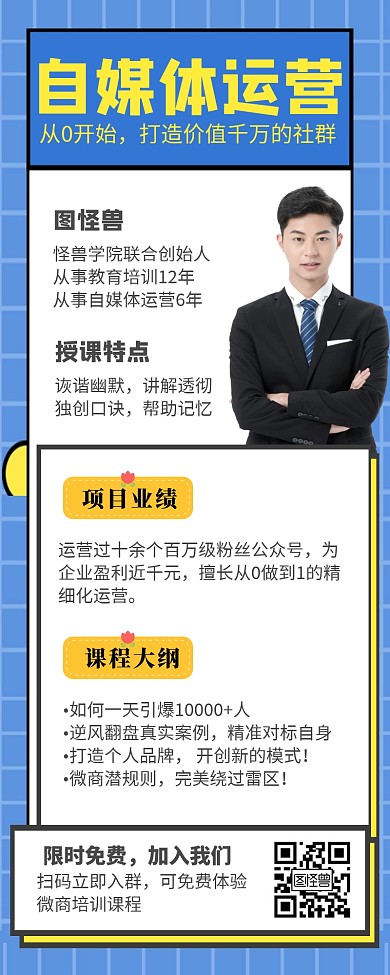 自媒体运营培训课程社群运营长图