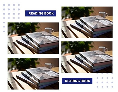 蓝色阅读书籍简约教育四图拼图