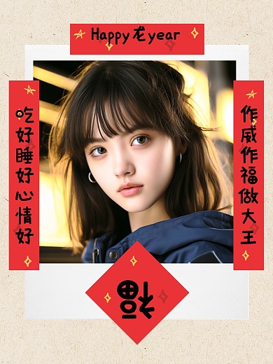 趣味龙年对联PLOG模板