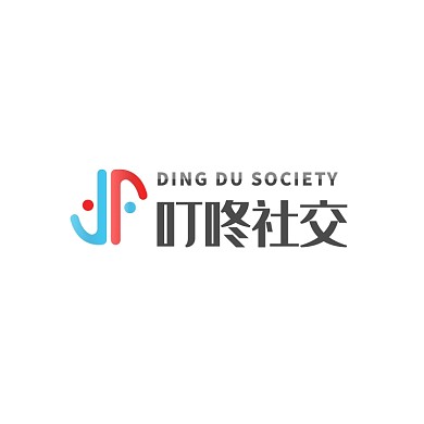 叮咚社交软件商务交流红蓝简约logo设计