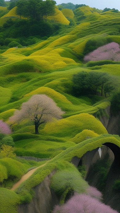 自然风景春天山谷AI数字作品