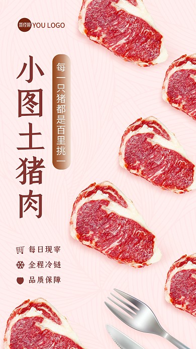 农家土猪肉促销摄影图海报