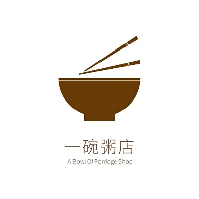 扁平插画餐饮粥店logo