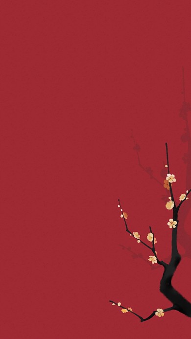 图怪兽原创元素红色腊梅古风背景