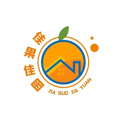 橙色简约佳果佳园平面LOGO设计