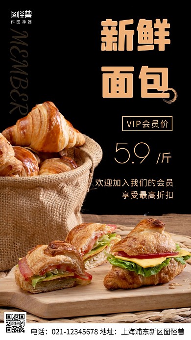 摄影图欢迎加入会员黑色简约风手机海报
