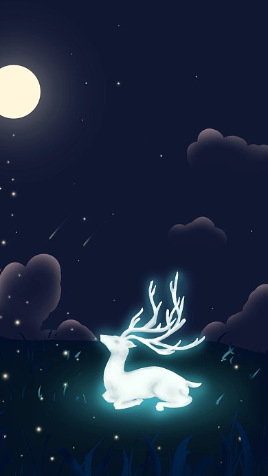 梦幻星空白鹿手机壁纸