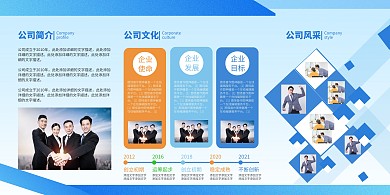 蓝色几何简约企业文化展板文化墙