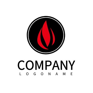 黑色圆圈红色火苗图标公司企业LOGO
