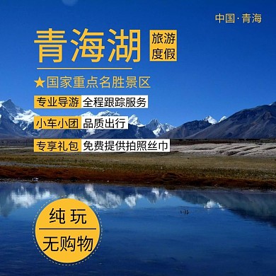 简约黄色青海湖旅游直通车主图