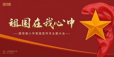 简约大气小学生爱国展板