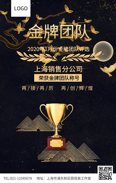 黑金风金牌团队评选荣获团队称号海报