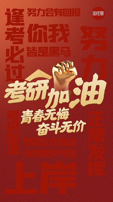 考研加油祝福励志手机海报