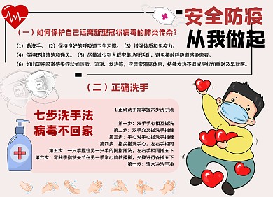 安全防疫小报大方简约卡通风