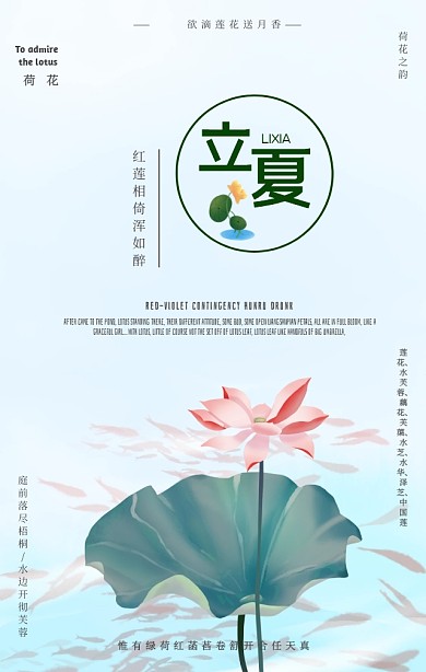 中国风荷花之韵古典赏荷花手机海报