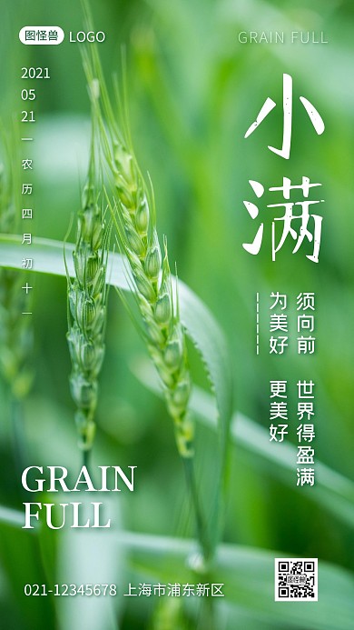 小满节气祝福摄影风手机海报